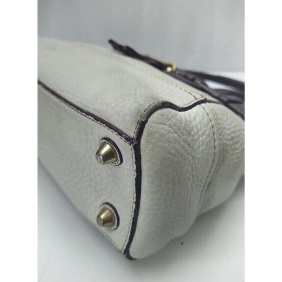 Coach Hampton Ivory Pebbled Leather Tassel Double Handle Satchel Bag - Picture 7 of 14